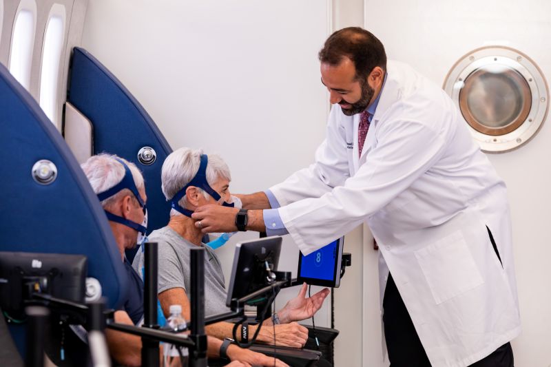 Woman in HBOT Suite at Aviv Clinics